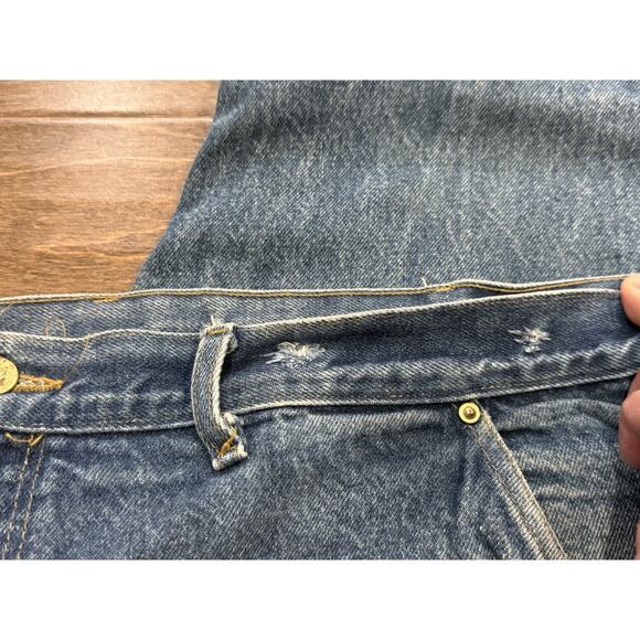 Vintage Carhartt Mens Blue Carpenter Double Knee Denim Jeans Size 42x32 B07 DNM - Picture 12 of 14